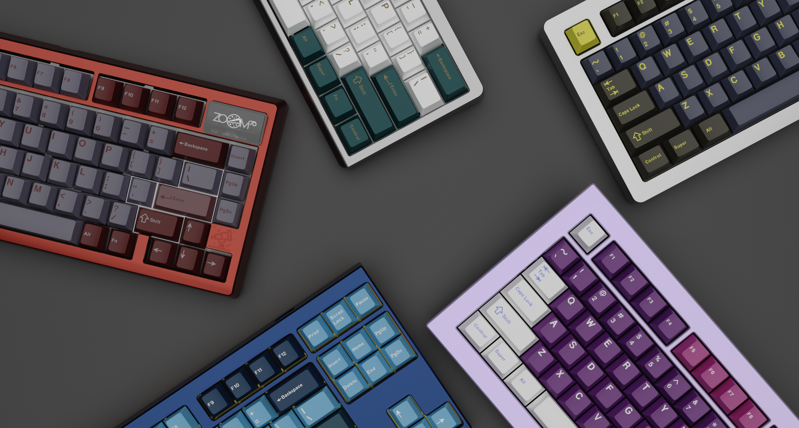All of our faourite keyboard designs with the red, teal, blue, purple, and yellow gaming keycap themes meant to transform your setup in the most cost effective and efficient way.